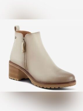 Patrizia by Spring Step Women's Cream Ankle Bootie with Side Zip Size 8.5